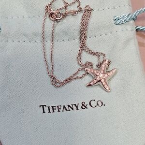 STUNNING! Tiffany & Co. 950 Platinum And Diamond Starfish Necklace